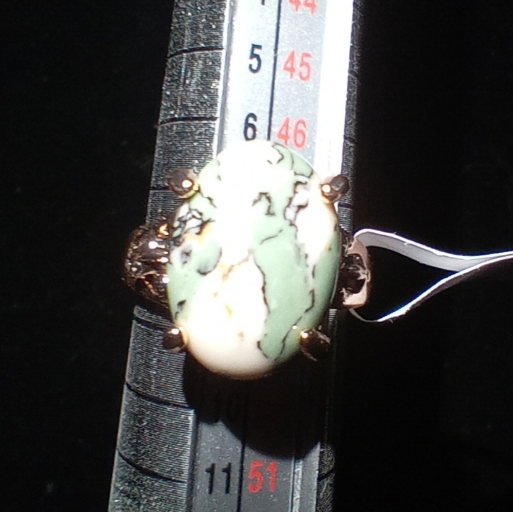 BLOWOUT PRICING Green Natural Stone And Gold Tone ring for women Size 5